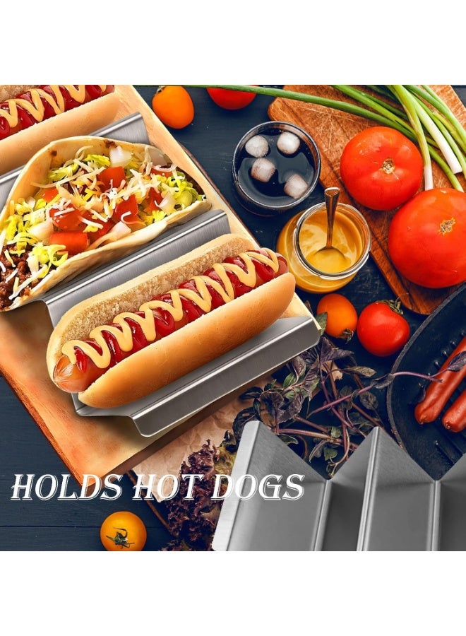 PTTIMFFM 4 Pack Stainless Steel Taco Holders with Handles, Durable Taco Stands for Tacos, Hot Dogs, Sandwiches & More - Image 2